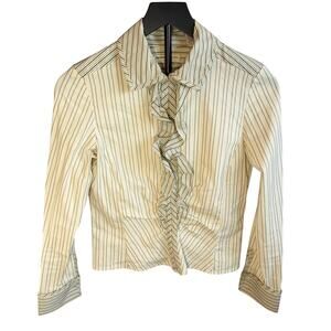 VTG Valerie separates petite cream ruffle front blouse.  Size PS. western, 80s